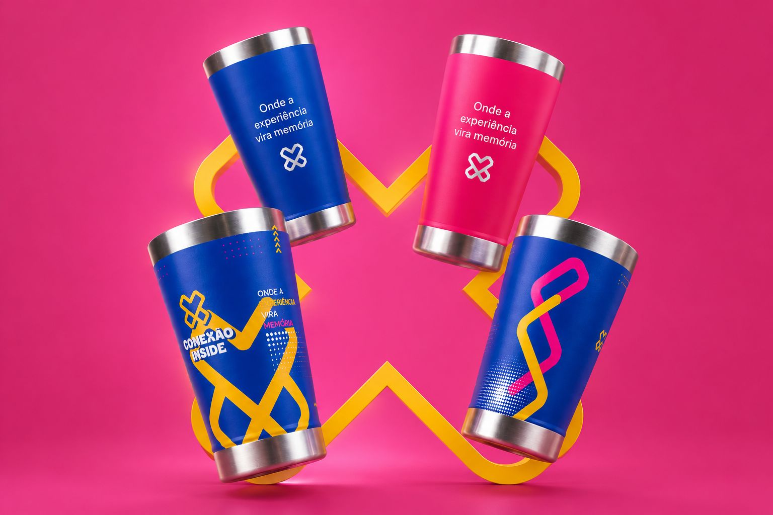 Coleção oficial de copos térmicos Conexão Inside × João Bosco & Vinícius